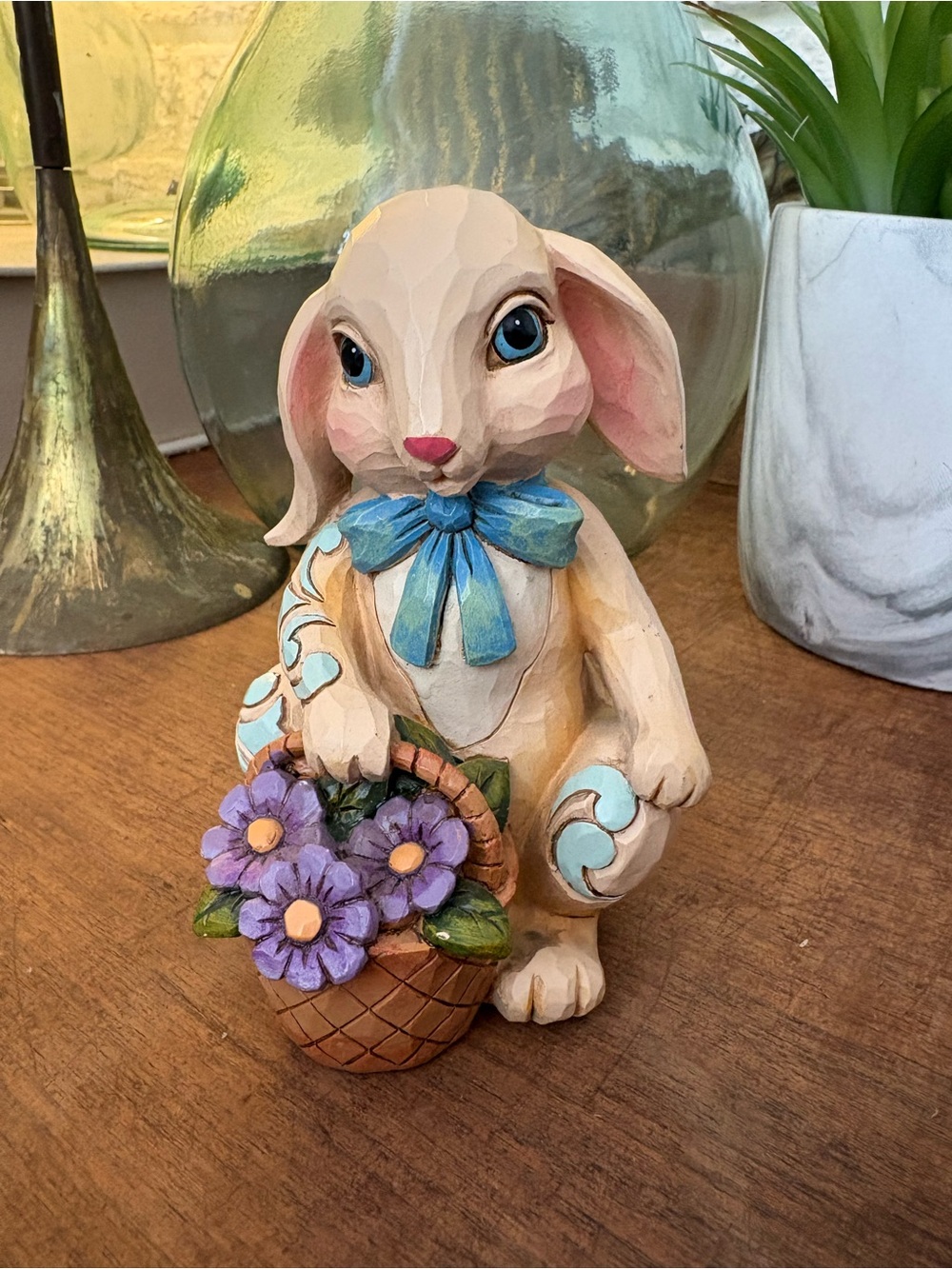 HEARTWOOD CREEK PINT SIZE BUNNY W/BASKET FIGURINE BY JIM SHORE